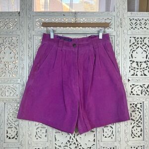 Vtg NWT Hot Pink Suede Leather Mom Shorts‎ Sz S Mom Retro Coquette High Waisted